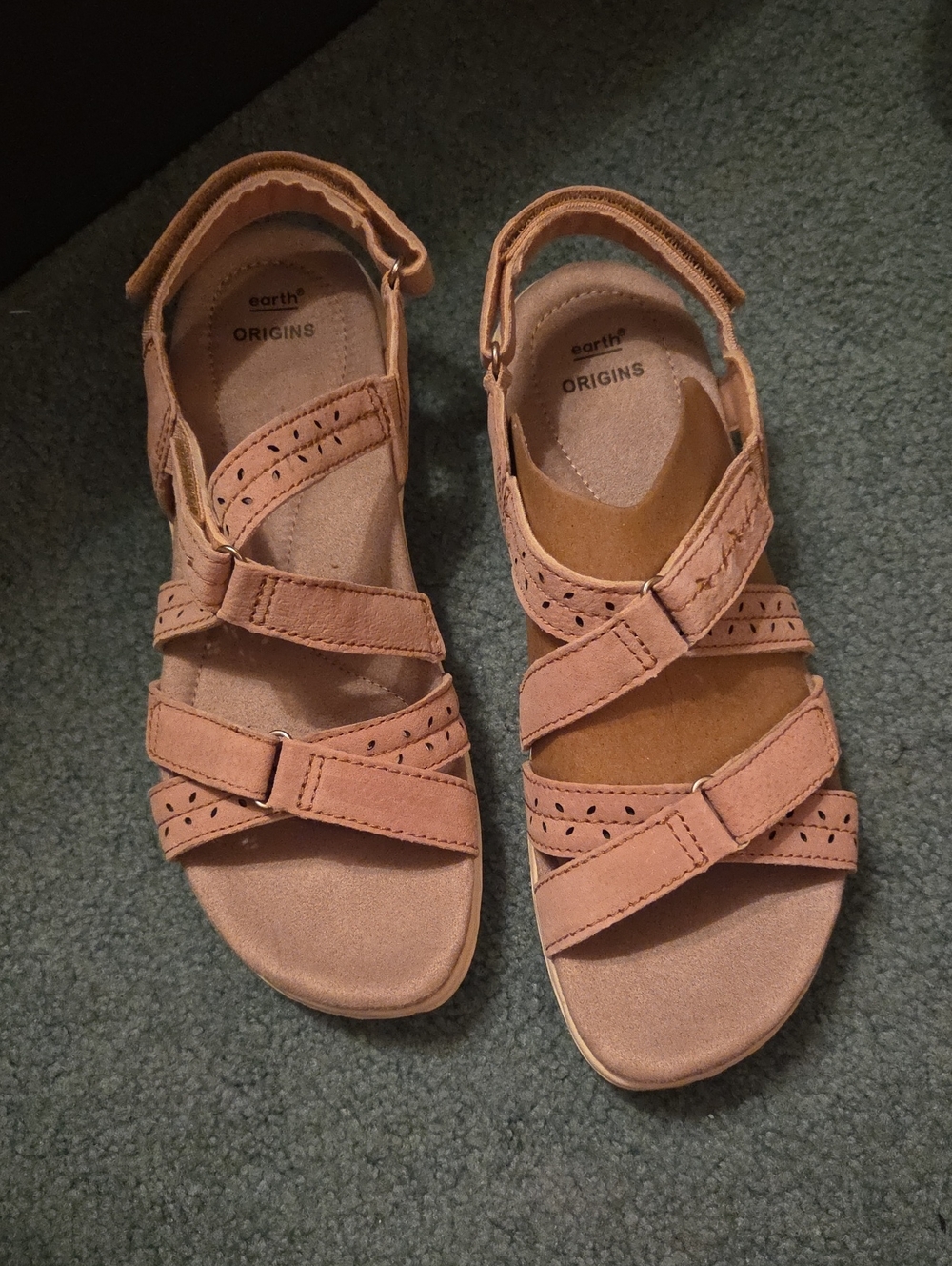 Earth Origins Women's Peach BLUSH-Tan Multi-Strap Comfort Sandals
